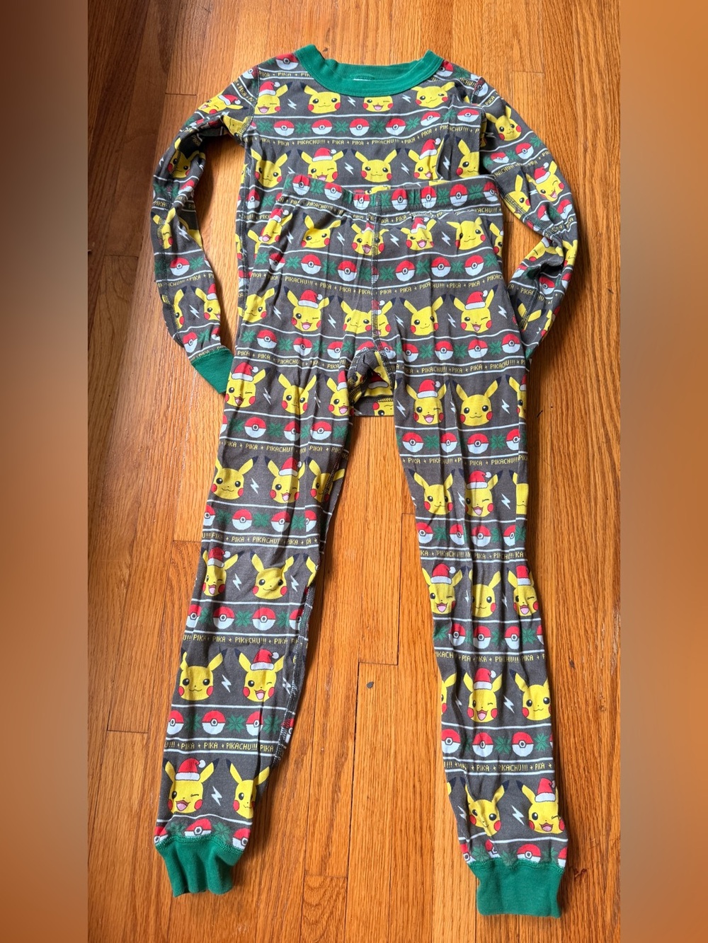 Hanna Andersson Pikachu Holiday Long John pajama set